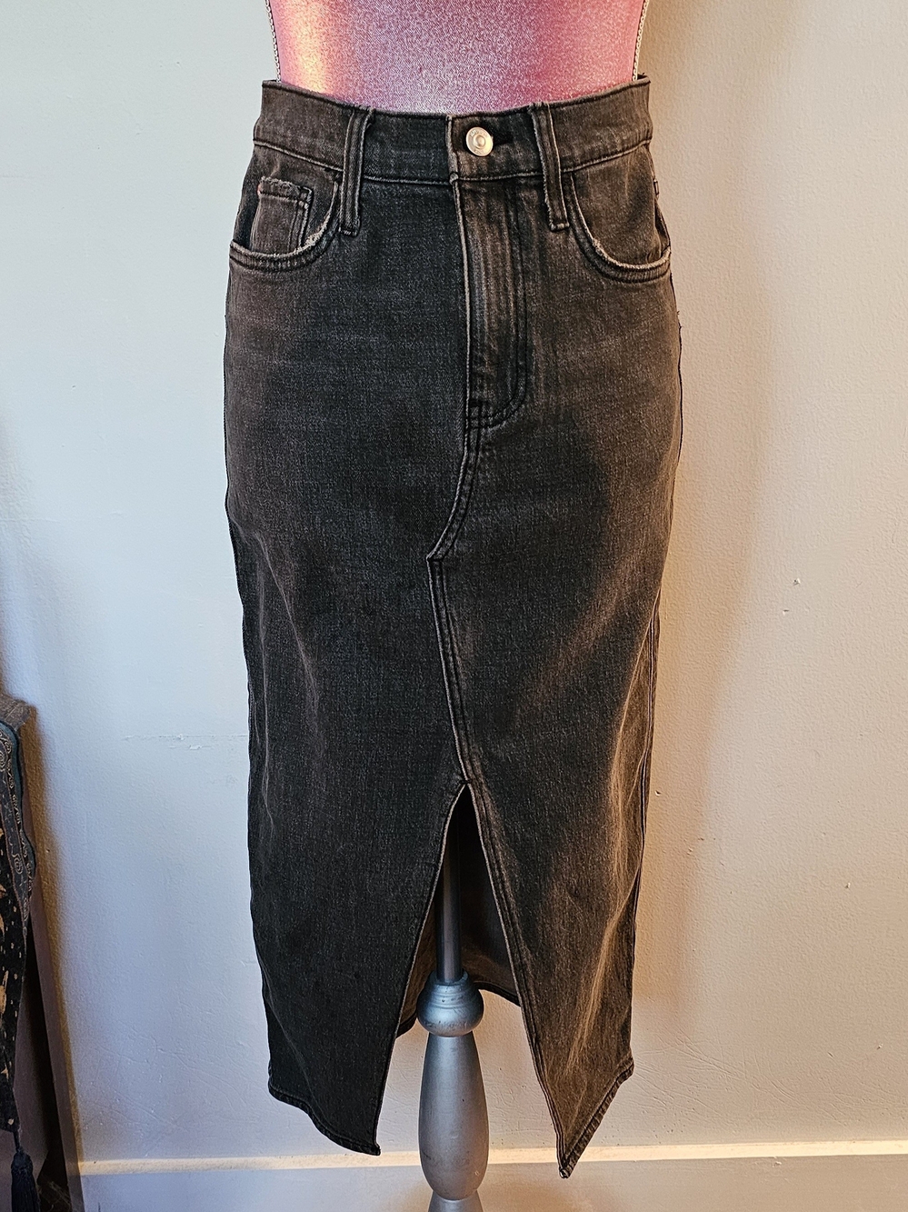 Hudson Fashion Skirt Black Denim Pencil Skirt Waist 26 Like New
